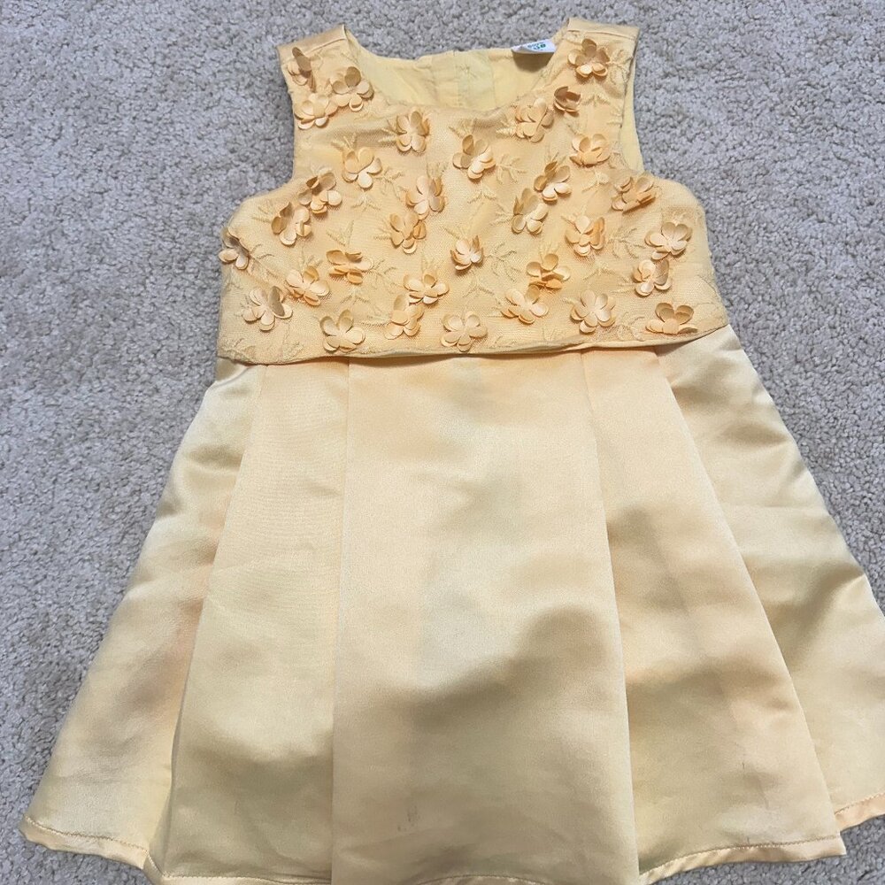 Charming Yellow Floral Embellished Dress for 18-24 Months